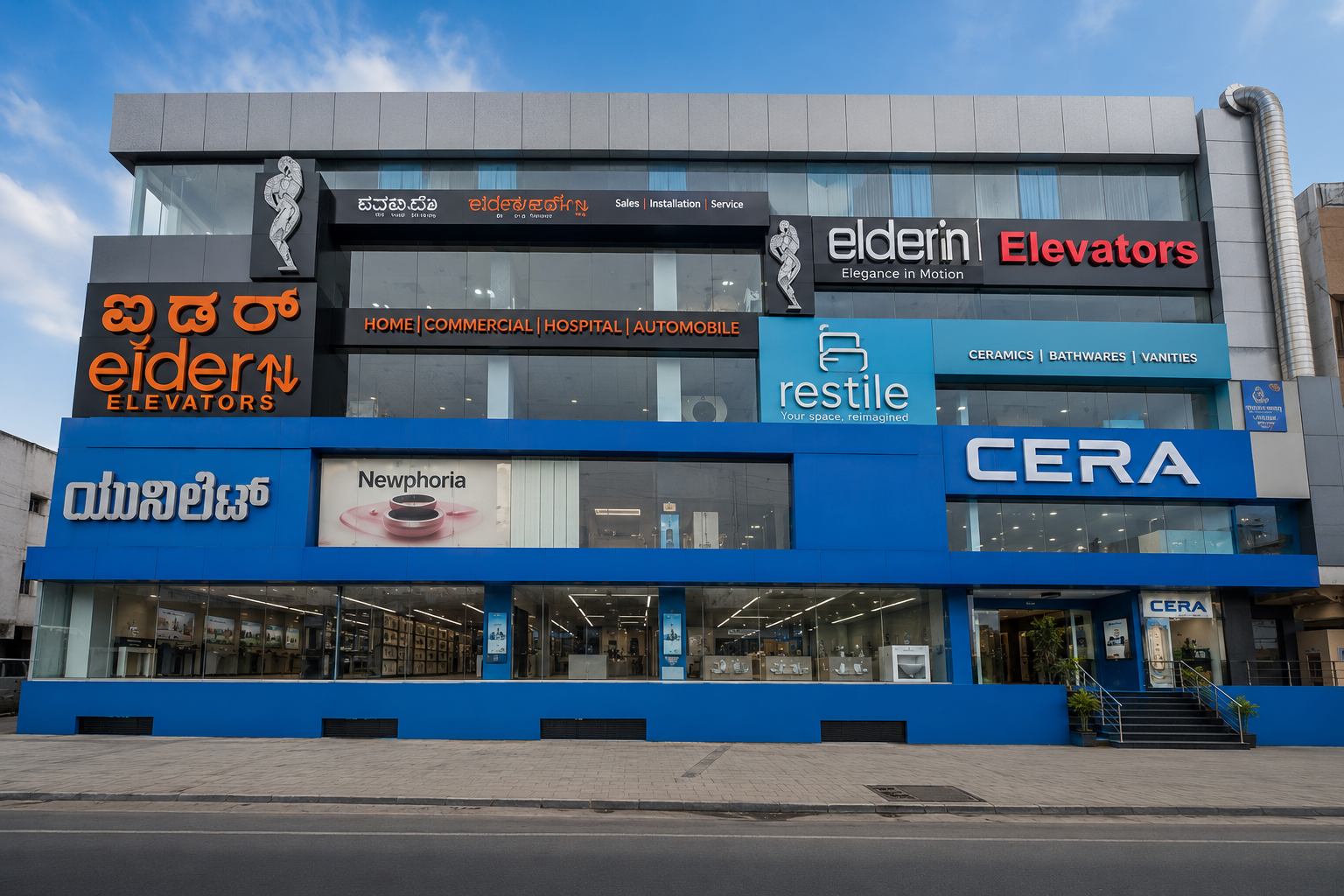 Eider Elevators showroom building in Bangalore